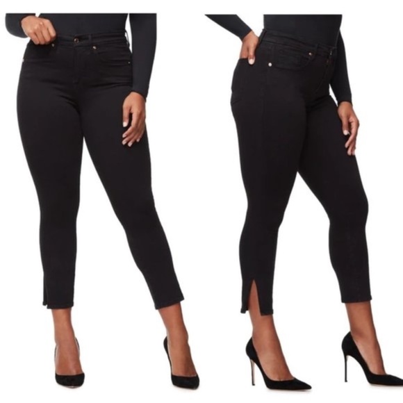 Good American Denim - Good American Good Waist Crop Side Slit Jean Plus Size 18 26” inseam Black EUC